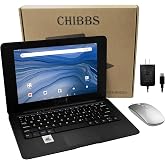 CHIBBS 10.1" Inch Kids Laptop Computer Powered by Android 12, Quad core Processor, 2gb Ram + 64gb ROM, Camera, Bluetooth, 2* USB, Wi-Fi- Black
