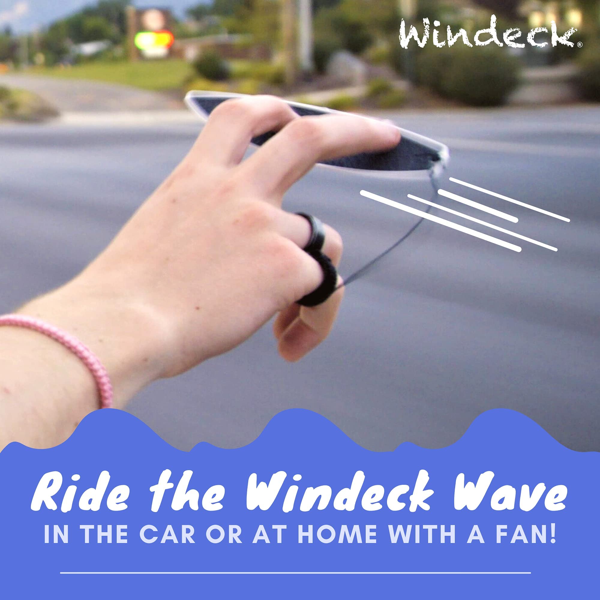 Windeck Finger Surfboard – White Slice Mini Finger Board Toy for Kids & Skaters | Air Surfboard Toy for Car Window Wind Tricks | Includes Grip Tape & Leash | Travel Gift for Surfers & Creative Play