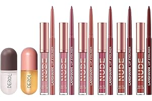 ARINDAR DEROL Lip Plumper Set,Natural Lip Plumper and Lip Care Serum,Lip Enhancer for Fuller,12Pcs Matte Liquid Lipstick + LipLiner Pens Set, Matte liquid Long-Lasting Wear Non-Stick Cup Waterproof Lip Gloss
