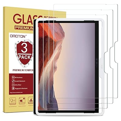 OMOTON [3-Pack] Screen Protector for Surface Pro 7 6 5 4 [12.3 Inch] - Tempered Glass/Guide Frame/Scratch Resistant