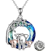 POPLYKE Elephant Mothers Day Gifts for Mom from Daughter Sterling Silver Elephant Pendant with Blue/Purple/Volcano Crystal for Women Daughter Wife