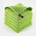 Kitchen Cleaning Dish Wash Cloths Waffle Terry Design Kitchen DishCloths|Washable 12x12 Cotton Dish Rags for Drying Dishes|Counter Top Barista Dust Wipes|Spring Easter Basket Decor| 6 Pc -Apple Green