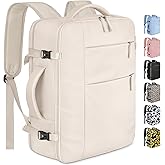 Capolo Travel Backpack for Women Men Waterproof Laptop Backpack Airlines Approved Carry On Backpack Bag Computer Bookbag for Business, Work, Traveling Fits 15.6 Inch Laptop(Beige)