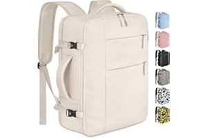 Capolo Travel Backpack for Women Men Waterproof Laptop Backpack Airlines Approved Carry On Backpack Bag Computer Bookbag for Business, Work, Traveling Fits 15.6 Inch Laptop(Beige)