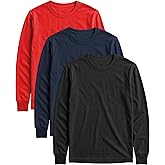 Andrew Scott Womens' Long Sleeve 100% Cotton T Shirt | All Season Crew Neck Base Layer Tops | Multi Packs
