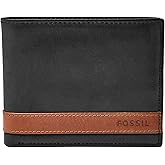 Fossil Men's Leather Bifold Wallet with Flip ID Window for Men