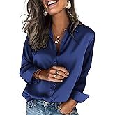 Zeagoo Satin Blouses for Women Silk Button Down Shirts Long Sleeve Business Casual Tops