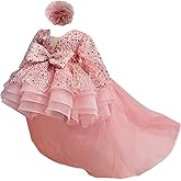 KLFFLGID Baby Girl Pageant Dress Sequins Embroidered Lace Toddler Flower Wedding Birthday Party Gown Dresses