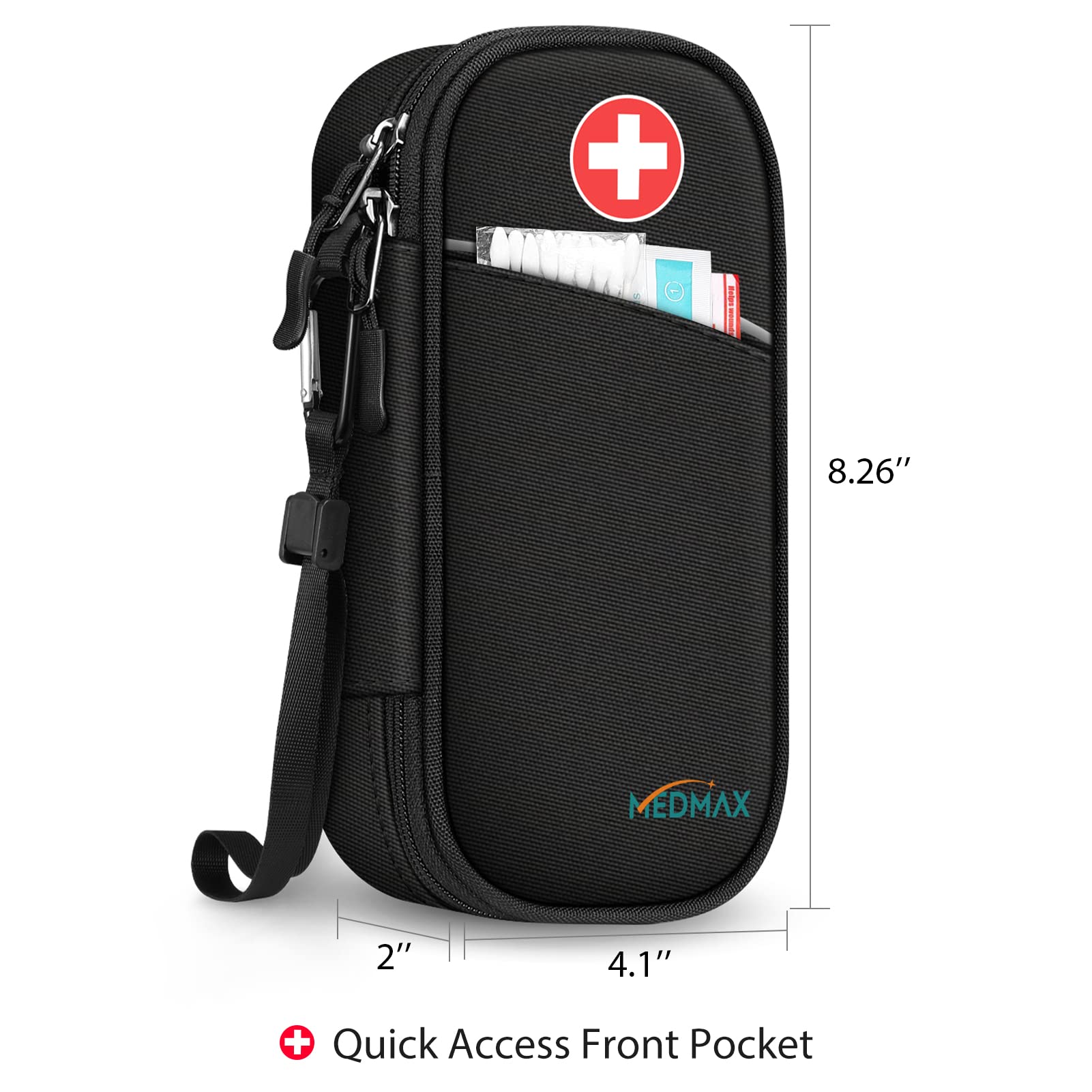 Insulin Cooler Travel Case with 2 Ice Pack, Water Resistant Insulated Diabetic Medication Organizer Carrying Bag with Extra Pouch for Insulin Pen and Other Diabetic Supplies (Black)