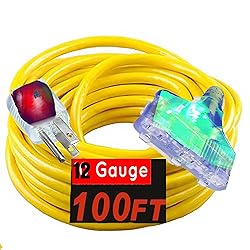 Pizety 100 ft Extension Cord 12/3 SJTW – Heavy