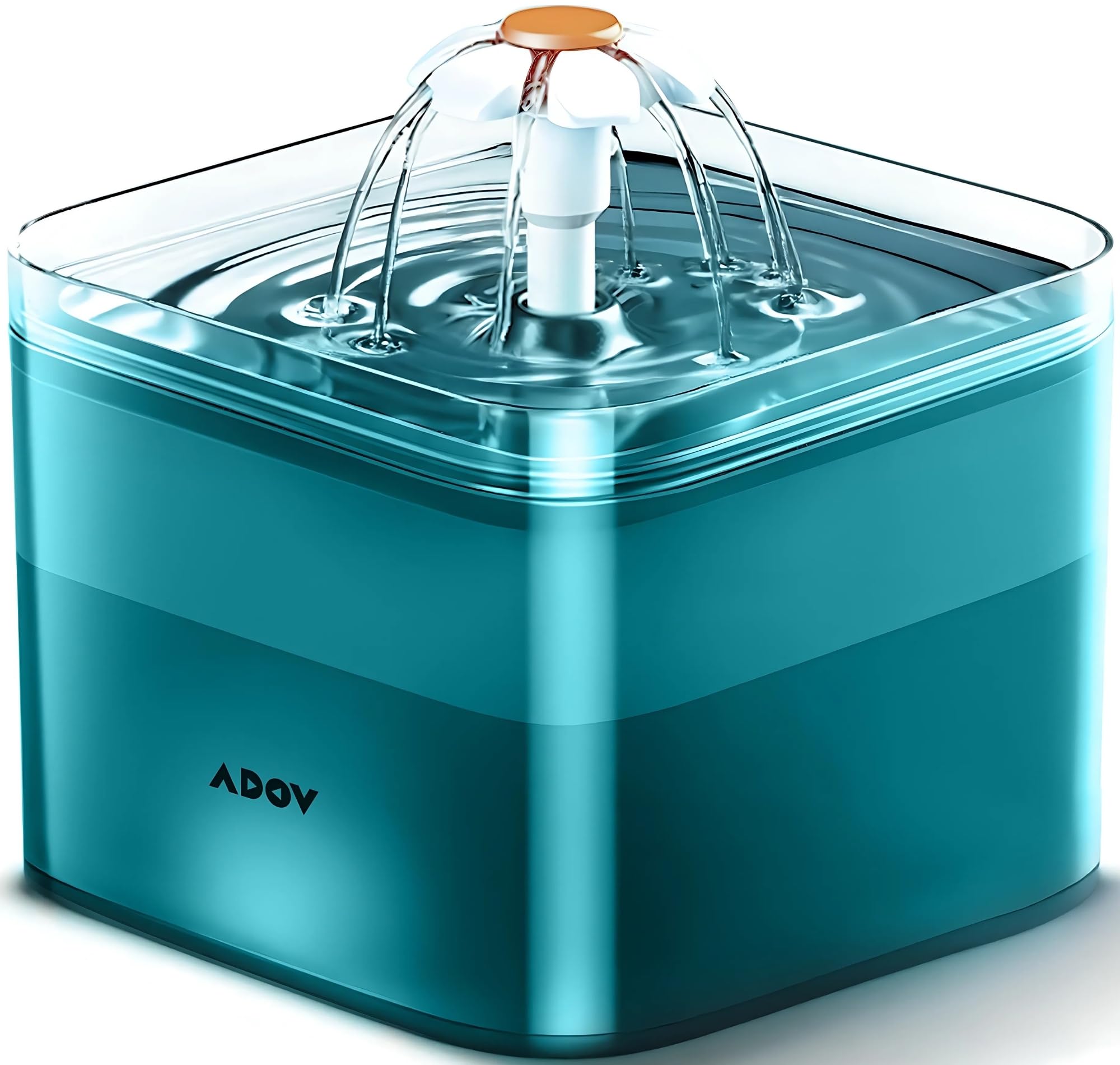 ADOV Cat Water Fountain for Drinking 2L, Automatic Pet Water Dispenser with Ultra Silent Pump, LED Light and Activated Carbon Filter, Fresh Hygienic Water Bowl for Cats, Kittens and Small Dogs - Green