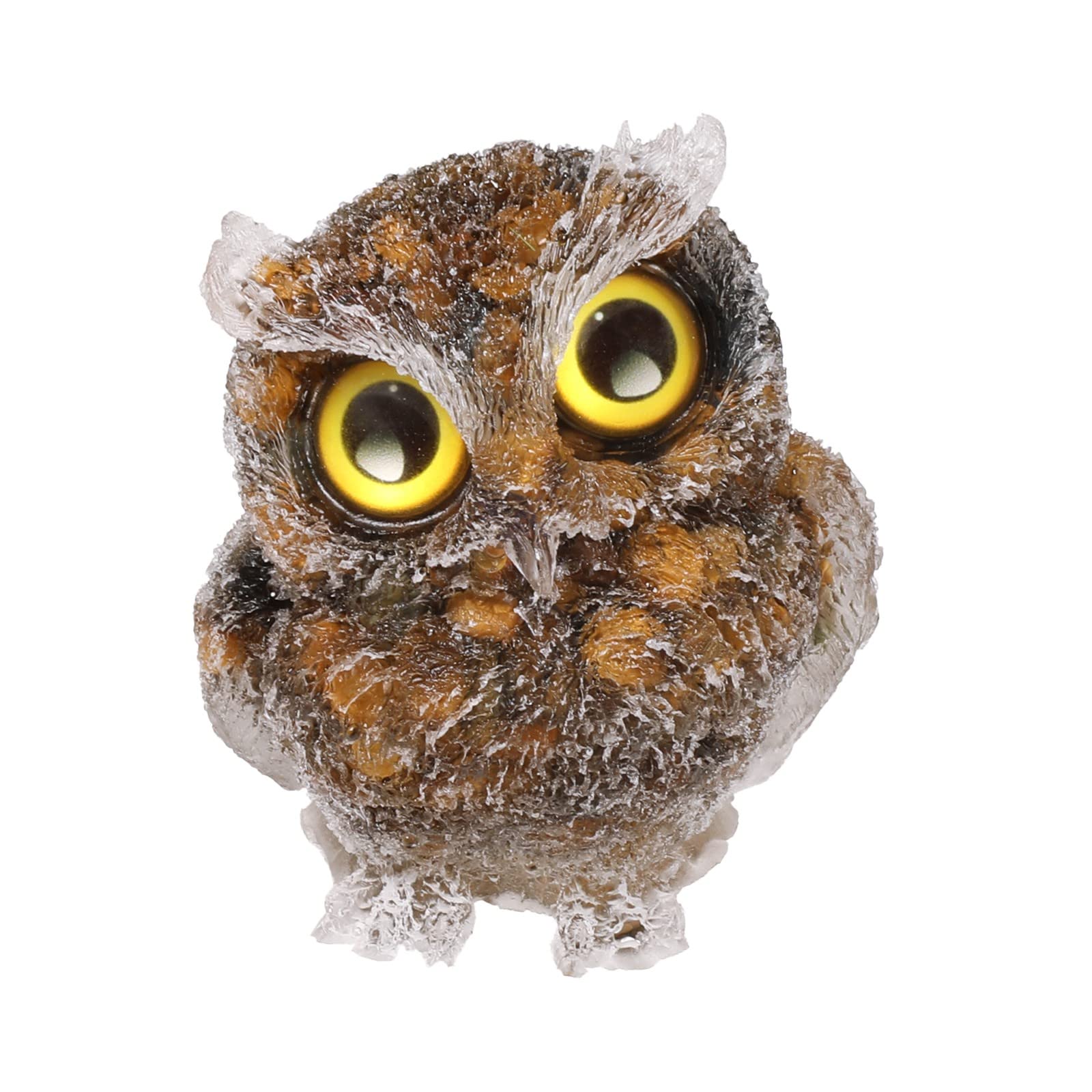KYEYGWO Tiger's Eye Cute Crystal Owl Figure Ornaments Decorative Resin Bird Statues for Home Office Table Mini Stone Animal Sculpture Talisman Micro Landscape