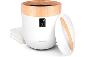 SereneLife Counter Towel Warmer Bucket - with Customized Fragrance for Spa and Bathroom, Luxury Heater, Auto Shut Off, Fits 1 Large Blanket, Bathrobe, PJs (Natural)