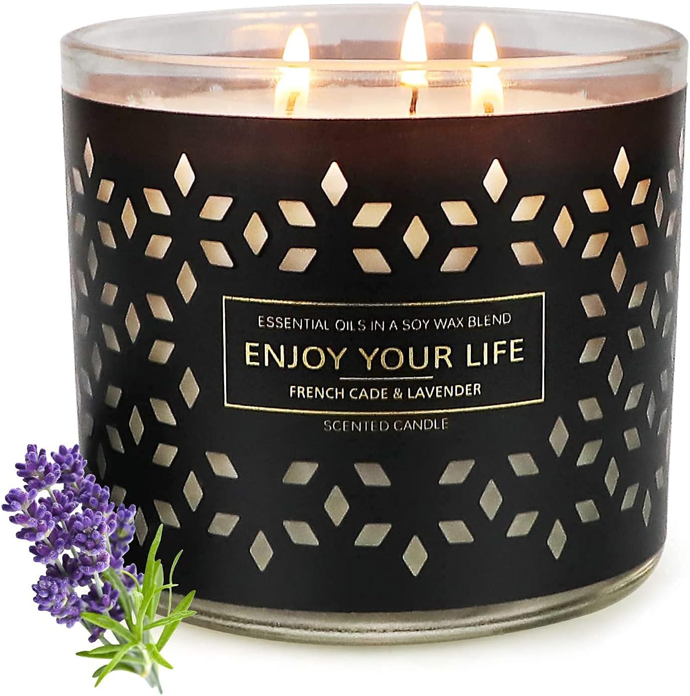 Scented Candles, Large Jar Candles for Home Scented, Strong Lavender Candles Gift for Women Stress Relief, 14.6 Oz Smokeless Aromatherapy Candle for Home, 100% Natural Soy Candle,125 Hours: Home Improvement