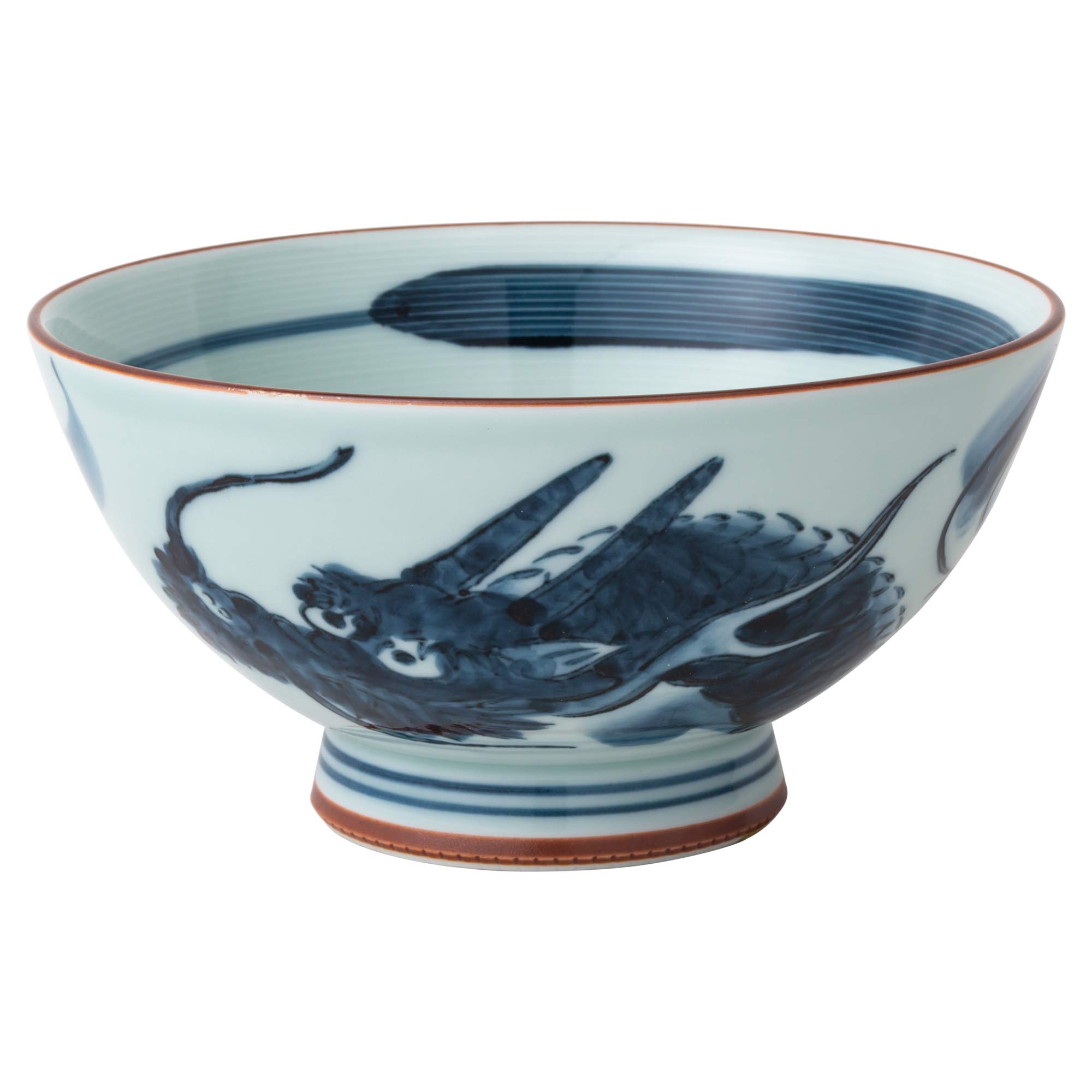 Saikai Pottery Japanese Ceramic Rice Bowl 500ml Dragon 73383