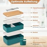 Sinnsally 1400ml Bento Box Lunch Box Stackable Leak-Proof Nordic Green view 3