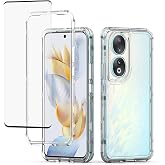 Yodueiv for Honor 90 5G, REA-AN00 Case with Tempered Glass Screen Protector, Crystal Clear Full Body 3 Layer Heavy Duty Protective Phone Cover for Honor 90 5G Clear