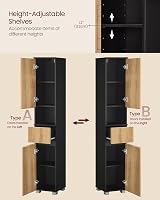VASAGLE Tall Bathroom Cabinet Slim Storage 30x30x170 cm Ink Black view 4