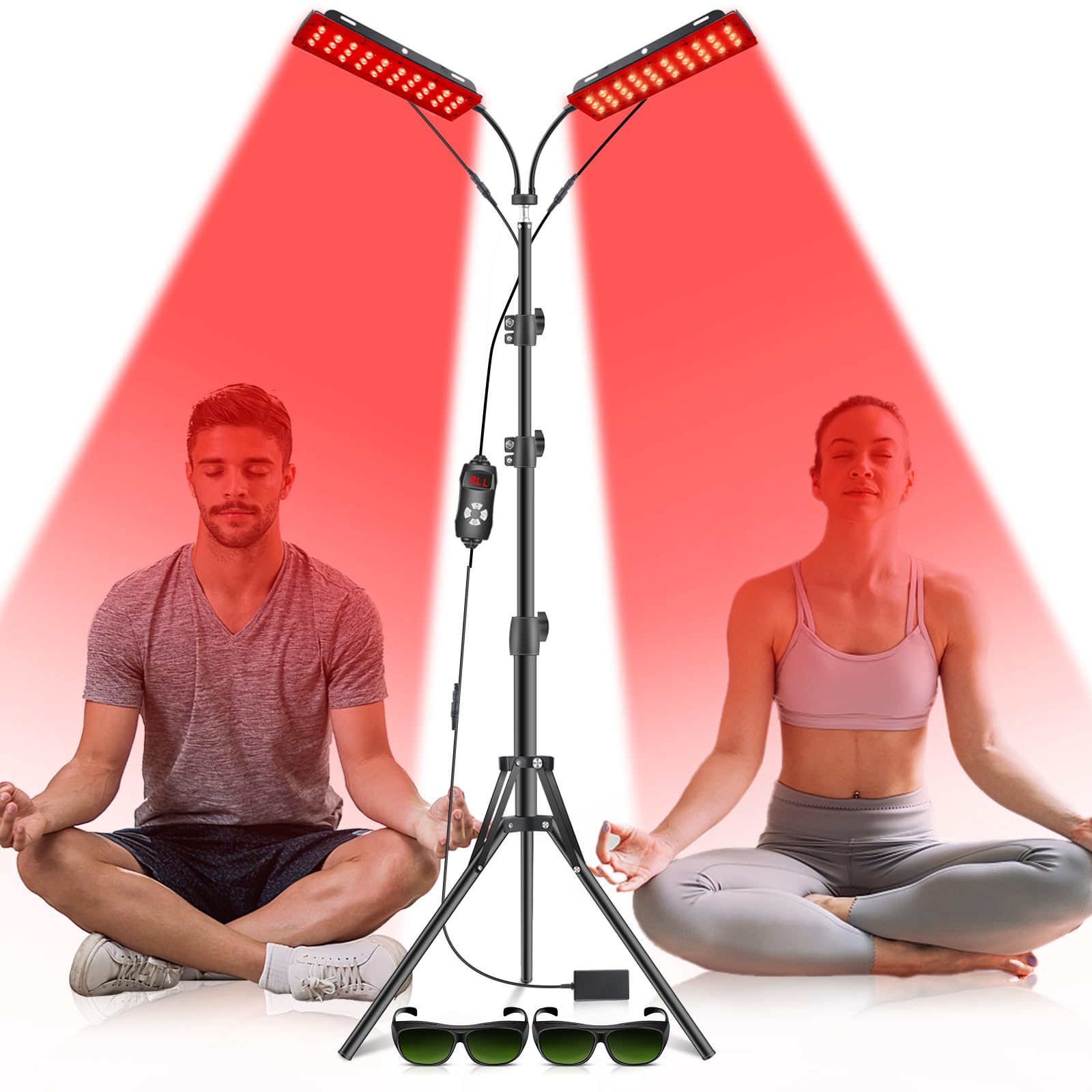 Photo 1 of Red Light Therapy for Face Body, Astarexin Dual-Headed Infrared Light Therapy Lamp with Stand - 660nm Redlight and 850nm Near Infrared Light Therapy Device for Fully Body Pain Relief Skin Care