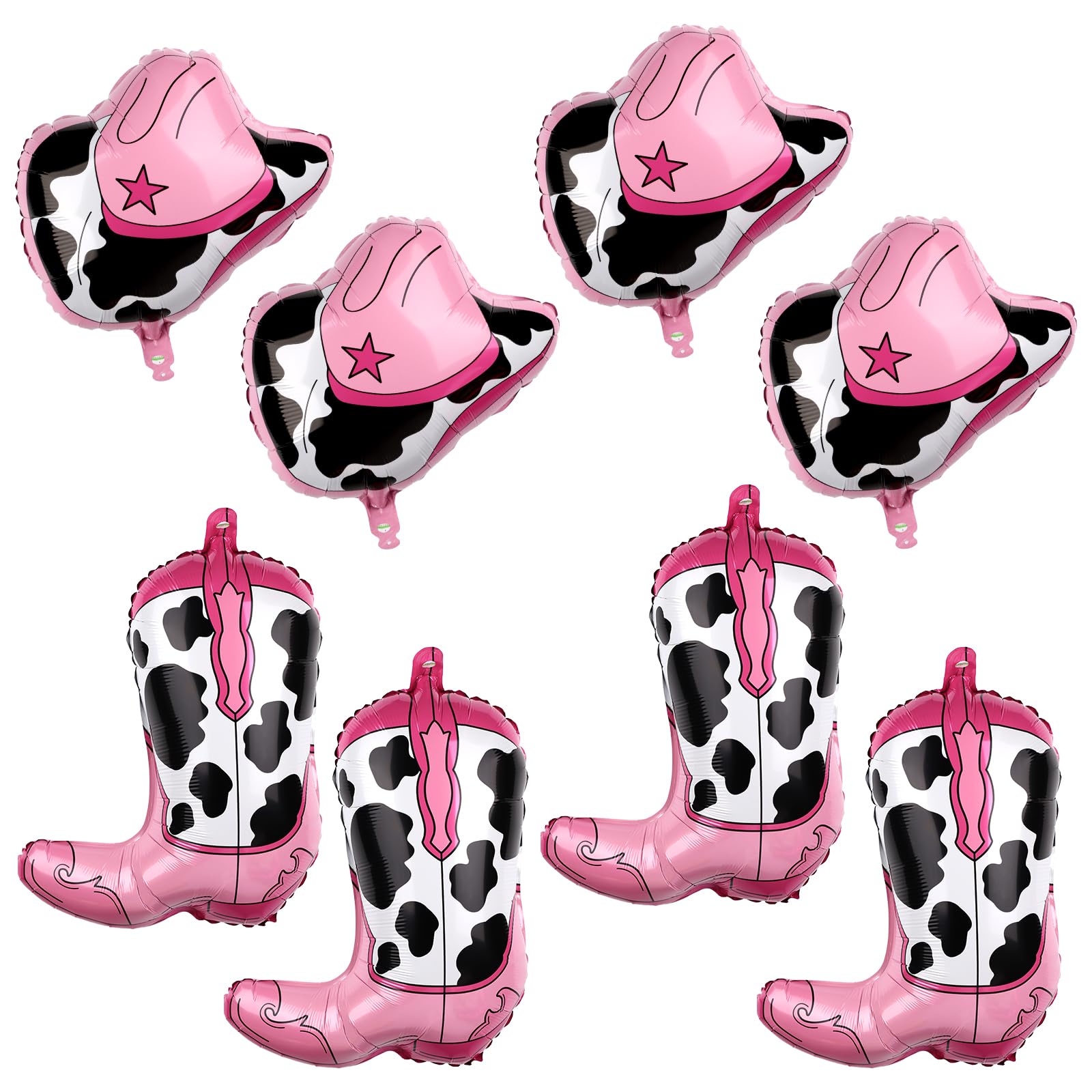 8pcs Cowgirl Hat and Boot Balloons,Western Themed Party Balloons Pink Rodeo with Cowboy Hat Cowboy Boot Cowgirl for Western Party Decorations