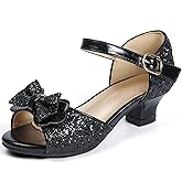 PANDANINJIA Wendy Girls Heels Dress Shoes Flower Girl Mary Jane Sandals Wedding Party Princess Shoes for Toddler Little Kid Big Kid