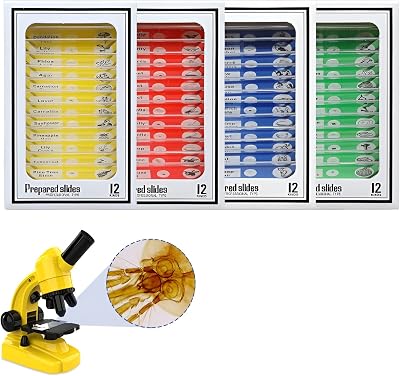 Ninyoon 48pcs Microscope Slides with Specimens for Students ABS Plastic
