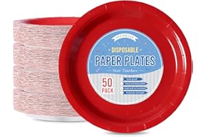 Tyzarglef Disposable Paper Plates Red, 50 Count 7” Dessert Cake Plates Bulk for Party Supplies, Colored and Sturdy Party Plates for Birthday, Christmas, Baby shower, Bridal party supplies