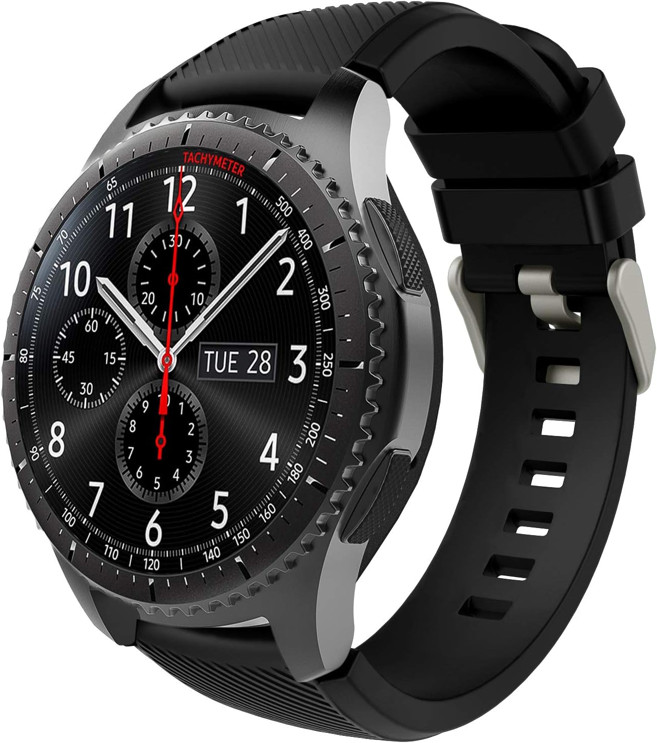 TiMOVO Strap Compatible with Samsung Gear S3 Frontier/Galaxy Watch 3 45mm/Galaxy Watch 46mm, 22mm Soft Silicone Strap - Black
