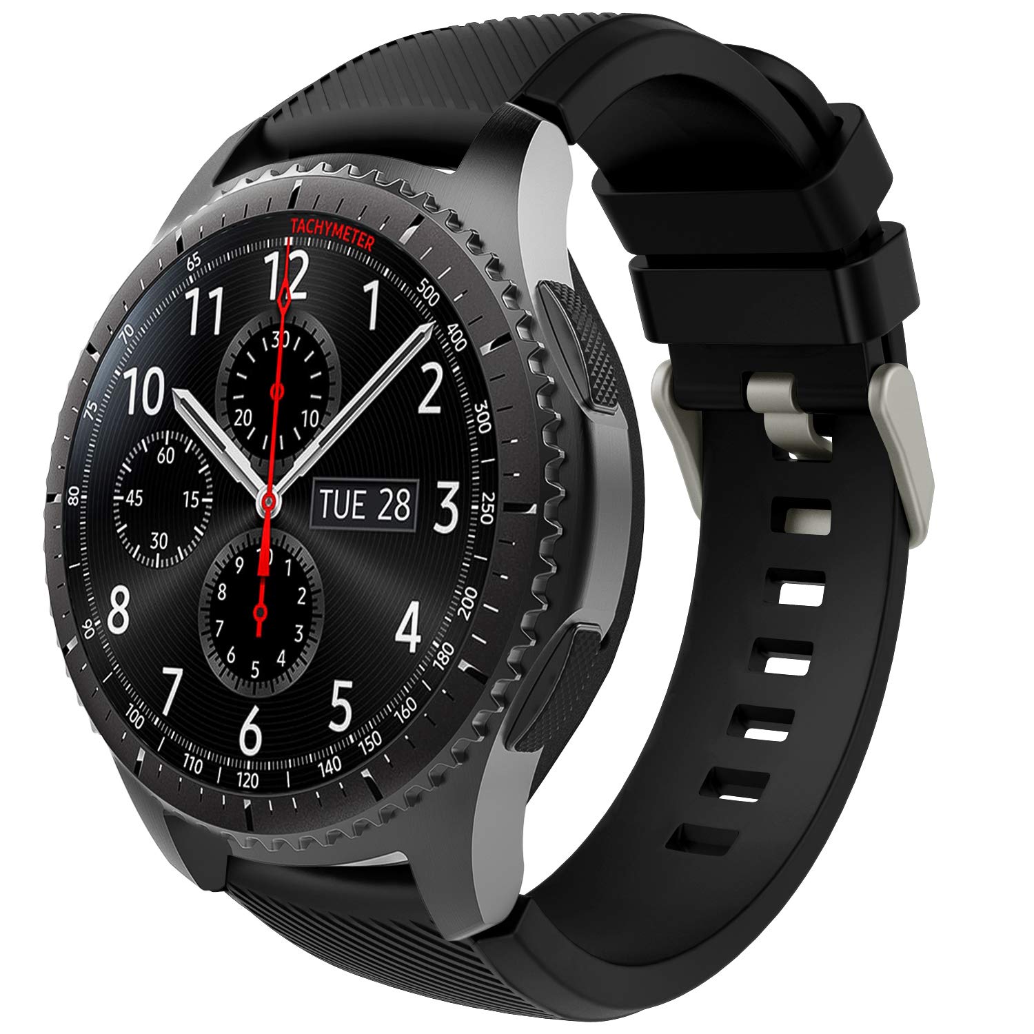 TiMOVO Strap Compatible with Samsung Gear S3 Frontier/Galaxy Watch 3 45mm/Galaxy Watch 46mm, 22mm Soft Silicone Strap - Black