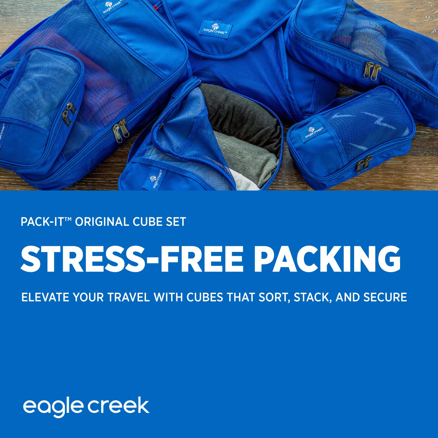 eagle creek Pack-It Full Cube Packing Set, Black, Set of 3