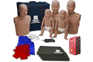 CPR SAVERS & FIRST AID SUPPLY CPR Savers Training Pack, with The Dark Skin PRESTAN Family Pack, 2 Lifesaver AED Trainers, Adult and Infant Manikin Outfits and Knee Pads