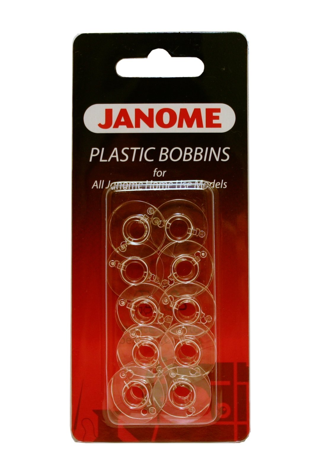 Janome 10 Plastic Bobbins (Part No. 200122717)