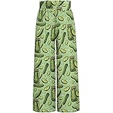 Flaishyardaw Wide Leg Trouser Pants for Women Plus Size Yoga Pants High Waist Casual Lounge Pant