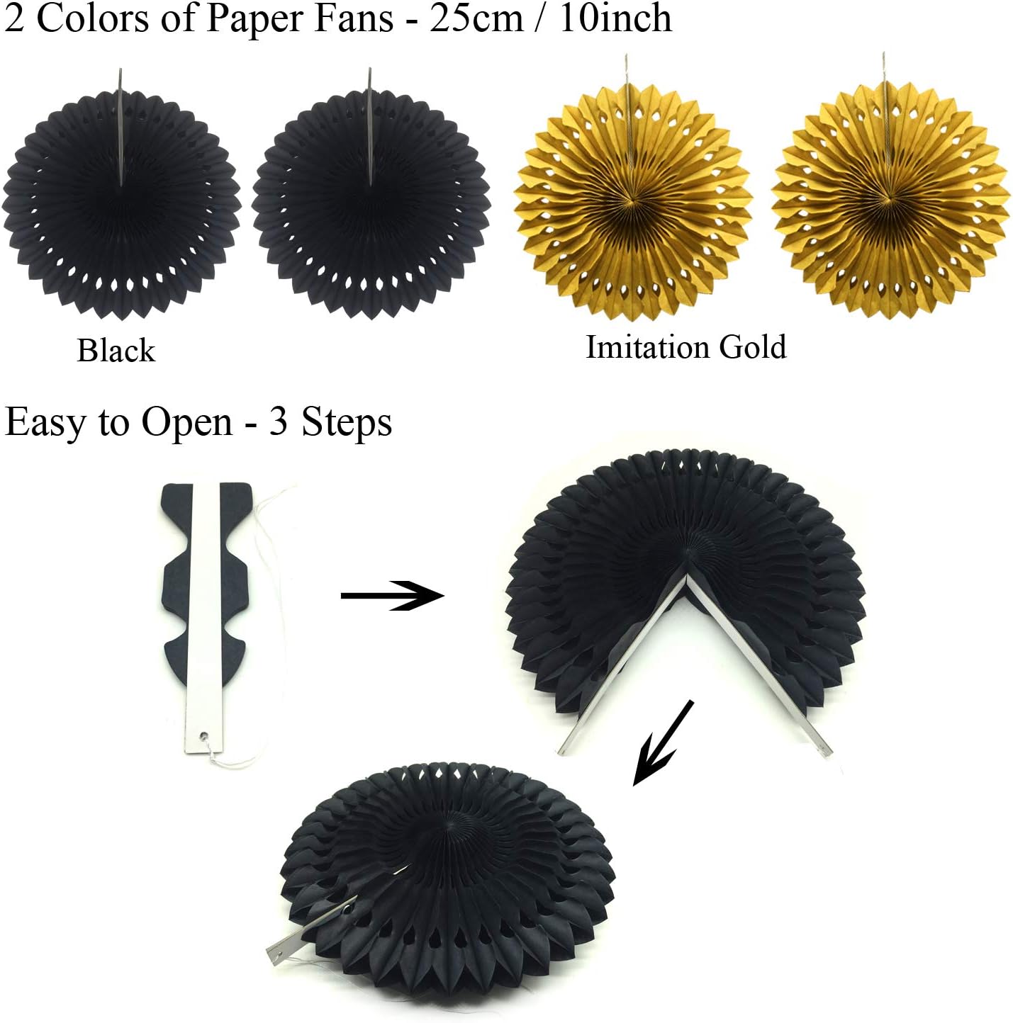 ZERODECO Birthday Party Decoration, Happy Birthday Banner with Paper Fans, Honeycomb Balls, Triangular Pennants - Image 3