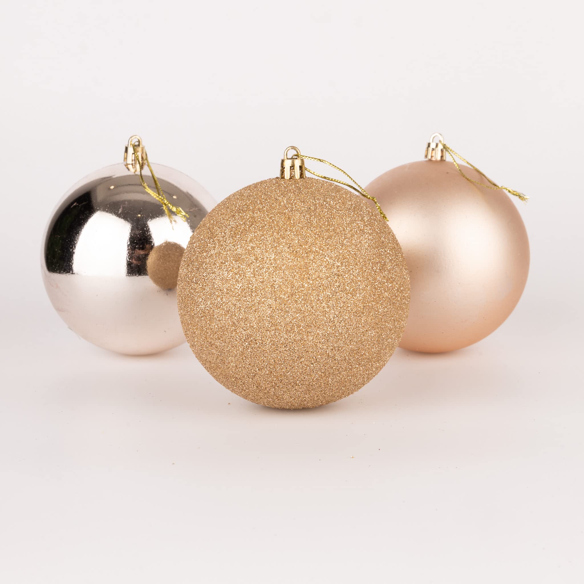 10cm/3Pcs Christmas Baubles Shatterproof Champagne Gold, Christmas Tree Decorations Ball Ornaments Balls Xmas Hanging Decorations Holiday Decor - Shiny,Matte,Glitter