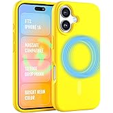FELONY CASE for Apple iPhone 16 - MagSafe Phone Case, Liquid Silicone, Vibrant Neon Color with Anti-Scratch Microfiber Lining, Non-Slip Grip & 360° Shockproof Protection (Yellow)