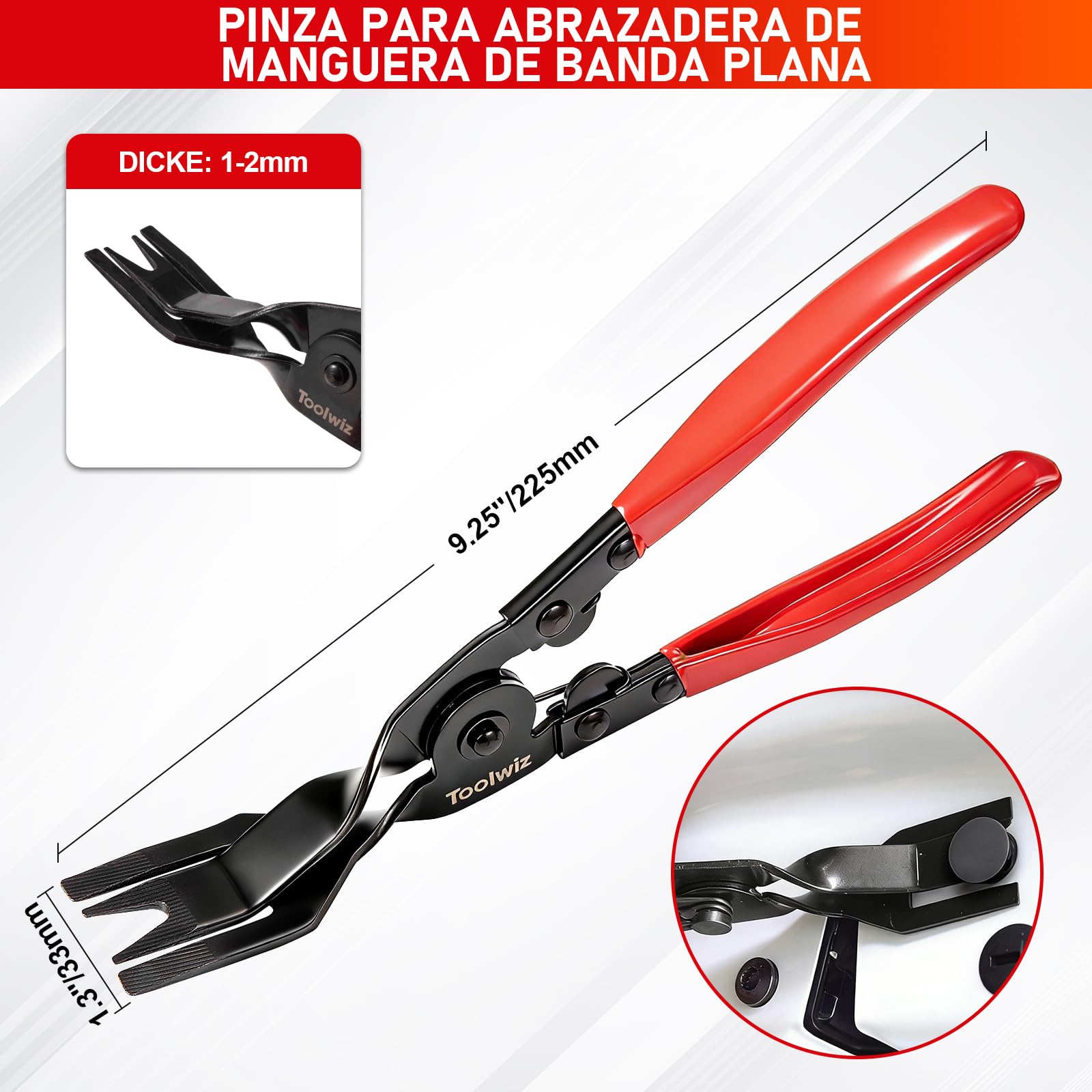 Toolwiz 6-teiliges Kraftstoffleitungszangen-Set, Schlauchschellen-Clip, Türverkleidungs Lösezange, Zange zum Entfernen von Schläuchen, 30-Grad-Druckstiftzange, 9 cm Kraftstofffilter-Messschieber 6