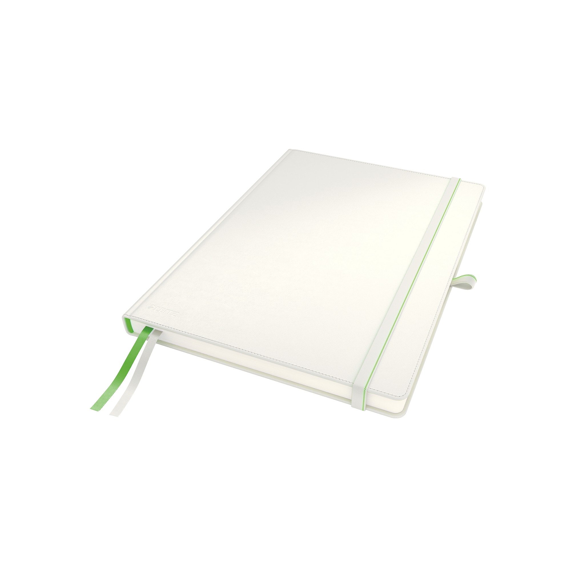 Leitz Complete Notebook A4 Squared, 160 Pages, 80 Sheets, Hardcover, 100 g/m² Paper FSC Certified, Fastener, Bookmark, Pen Loop, White, 44710001