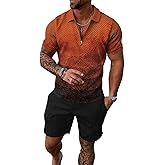BIRW Men‘s Track Suits 2 Piece Summer Short Sets Outfits Fashion Polo Shirt Casual Short Sleeve and Shorts set