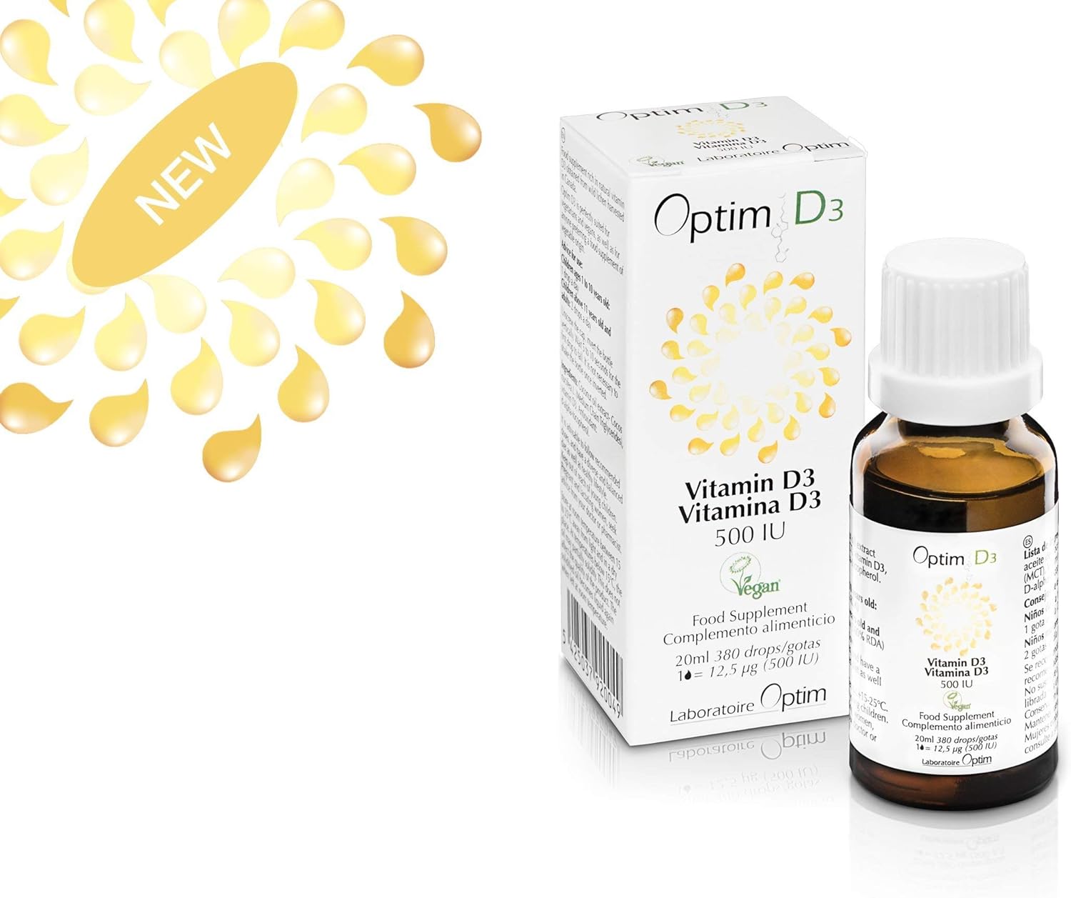 Optim D3 Vitamin D3 Vegan 500UI per Drop Registered by The Vegan