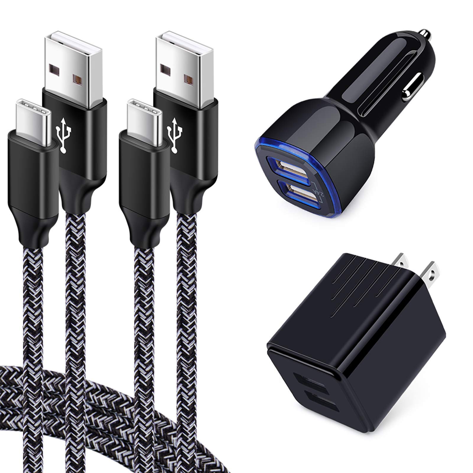 USB Charger for Samsung Galaxy S25 Ultra S24 FE A10E A50 A70 A80 S23 S22 S21 S20 S10E S9 A16 5G A15 A03s A04s A14 A13 A53 A54 A55 A51 A11 A21, Car Adapter, Wall Charger Plug Type C Fast Charging Cable