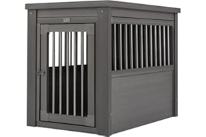 New Age Pet ECOFLEX InnPlace Dog Crate & End Table, Indoor Furniture Style Pet Kennel for Small, Medium, Large & XL Dogs, Durable Composite, Grey, Medium