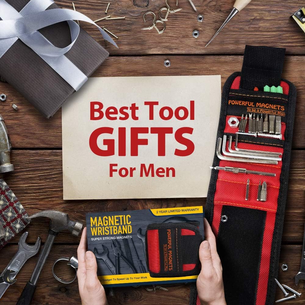 Gifts For Men Magnetic Wristband, 15 Upgrade Super Strong Magnets, Best Dad Gift, Unique Gifts For Men - - 