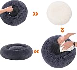 Feandrea Donut Dog Bed Cat Bed Fluffy 50 cm Dark Grey view 8