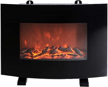 HOMCOM Chimenea Eléctrica de Pared 55x15.5x40cm Calefactor Estufa