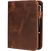 TheAntiq Genuine Leather A5 Journal Cover Refillable Notebook Cover, Fits 5.75 x 8.25 in, Card Slots Pocket & Pen Holder, Handmade Professional Leather Organizer for Men & Women, Travel & Work Diary Cover (Tan)