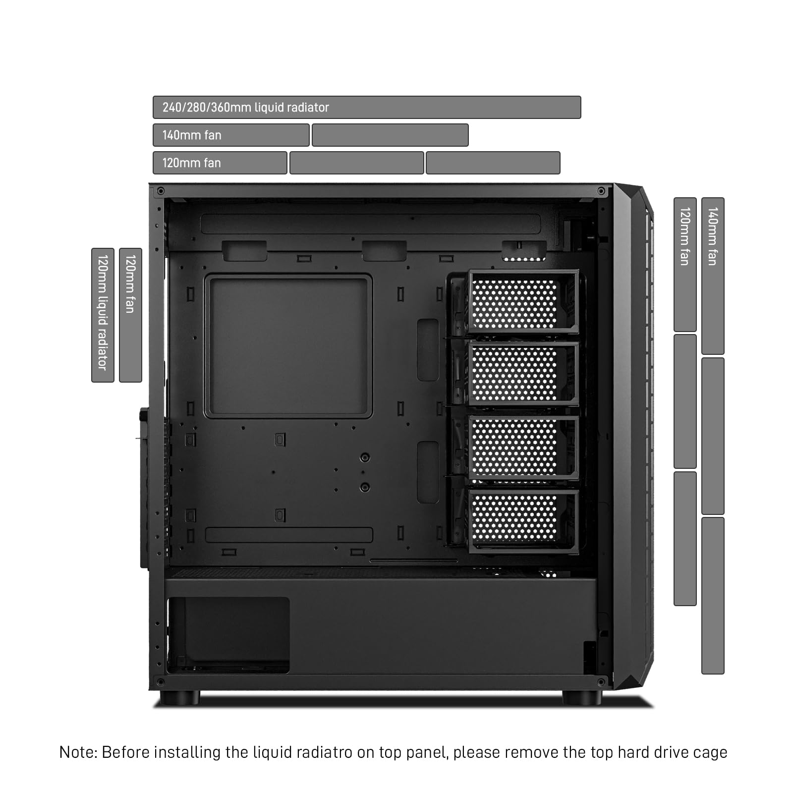 DARKROCK Classico Storage Master ATX NAS Computer Case Mid Tower with 4x120mm Fans, USB 3.0 Ready 10 x3.5'' HDD+3 x2.5'' SDD 360mm Supported on Top & Front Radiator GPU Vertically Mounting Black