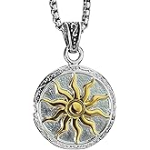bahamut Greek Mens Jewelry Sun Pendant Necklace for Men Women, Stainless Steel Vintage Protective Amulets Gifts