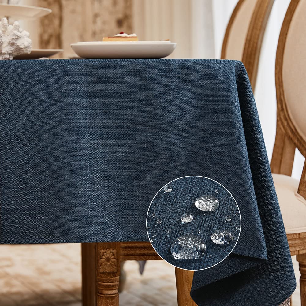 Photo 1 of BALCONY & FALCON Rectangle Tablecloth Washable Wrinkle Resistant and Water Proof Table Cloth Decorative Linen Fabric Tablecloths for Dining Parties Kitchen Wedding and Outdoor Use (Navy Blue, 55x95)