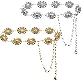 PineHaven 2 Pcs Western Metal Concho Chain Belt for Women,Cowgirl Boho Belt Adjustable Waist Belt for Dresses,Jeans,Country Concerts Outfit Fashion Accessories(Gold and Silver)